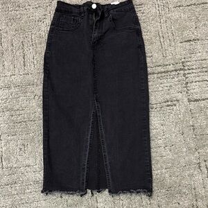 Black Denim Maxi Skirt